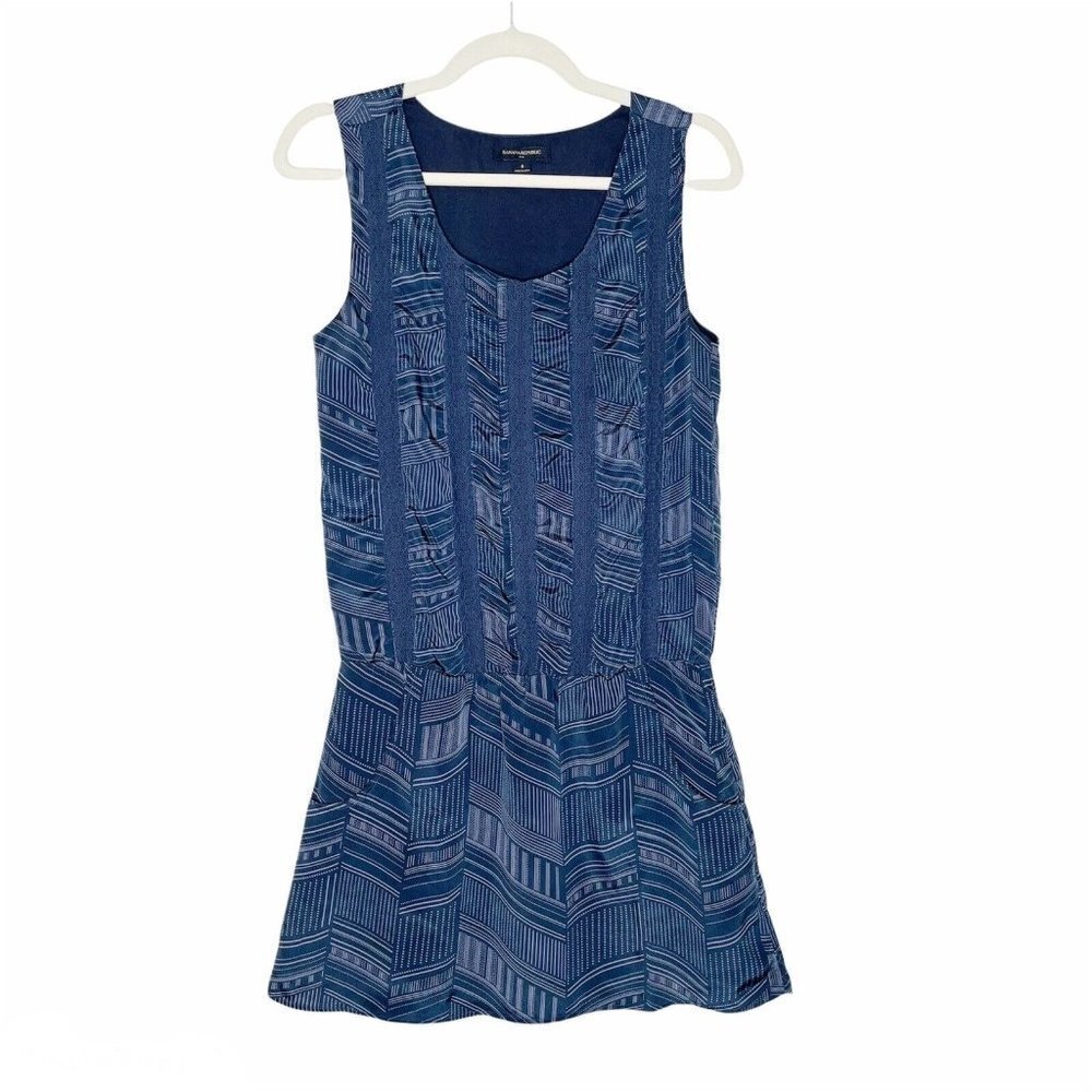 Banana Republic Tunic Dress Womens Size 0 Blue Sleeveless Pockets‎